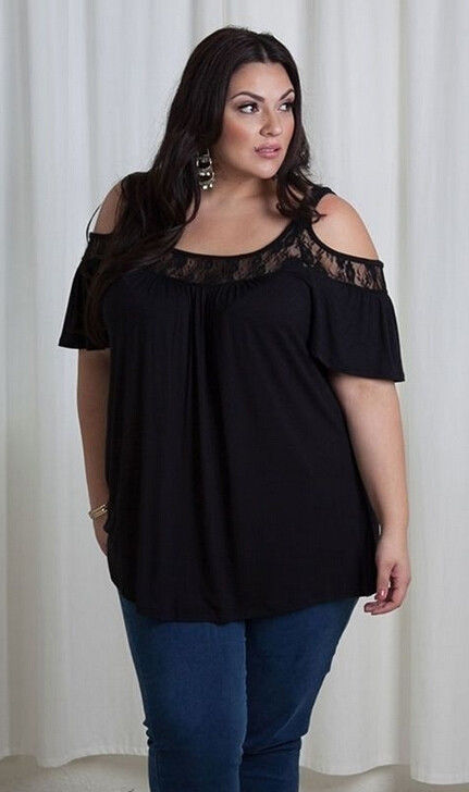 black lace blouse plus size