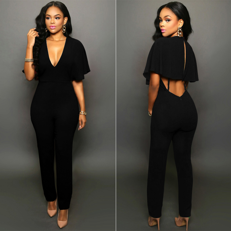 Cirkel staart tv PLUNGING NECK FLARE OPEN BACK JUMPSUIT *SALE* | ADDICTED2FASHION