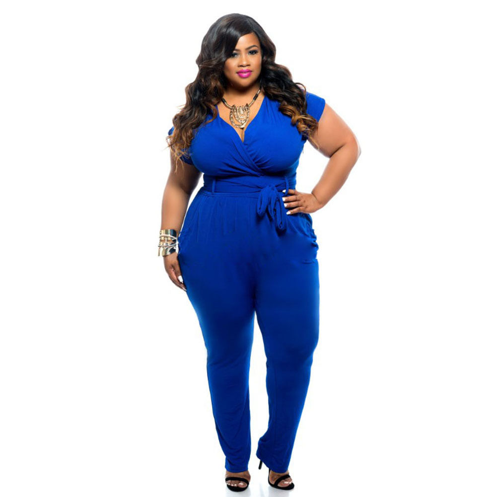 blue plus size jumpsuit