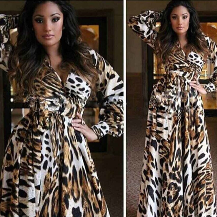 leopard print chiffon maxi dress