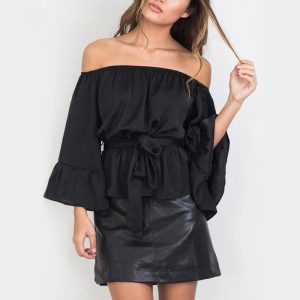 RUFFLE BELL SLEEVE OFF SHOULDER WRAP BLOUSE     *SALE*          * SALE *