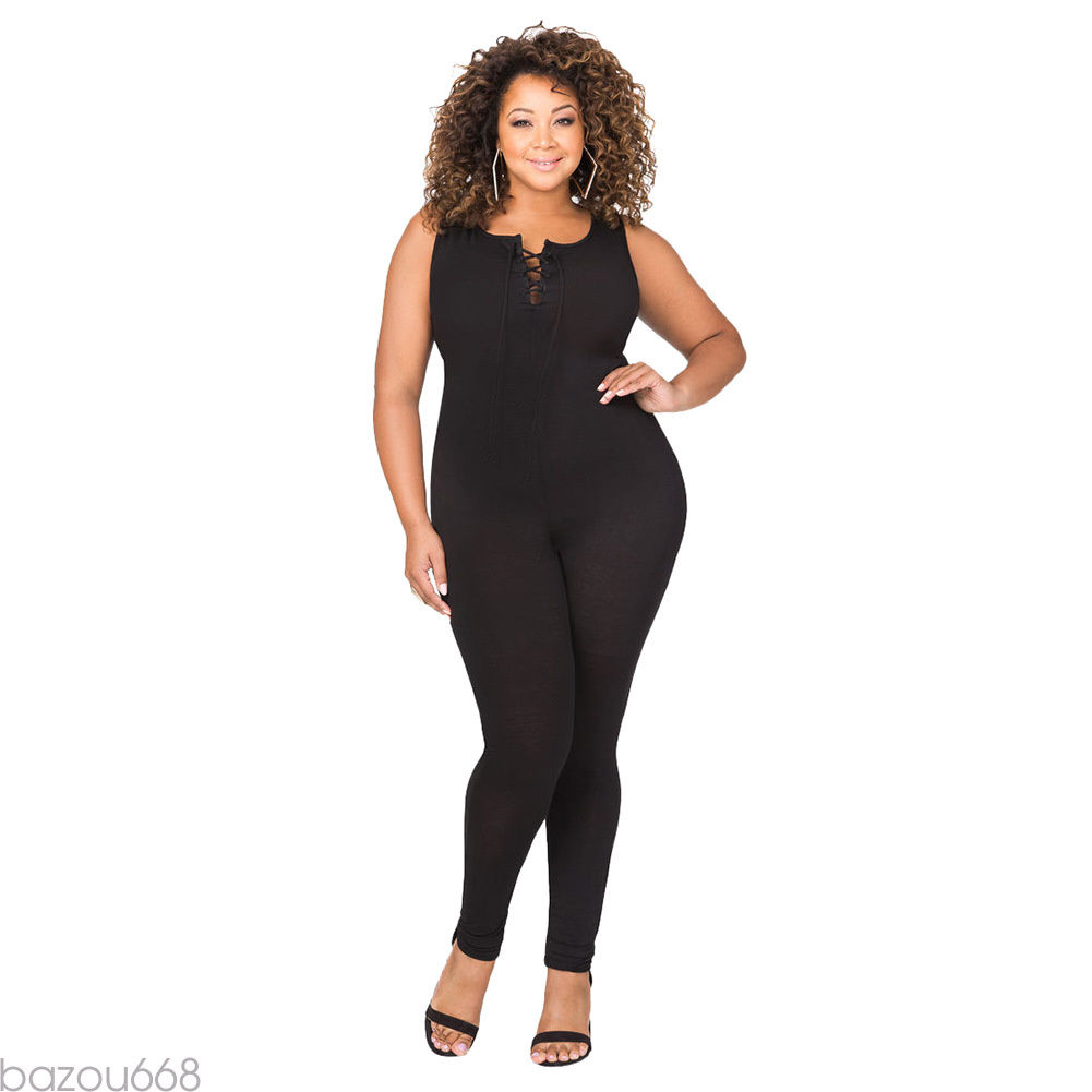 plus size black bodycon jumpsuit