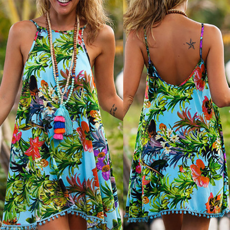 Tropical Print Mini Dress Outlet Sale ...