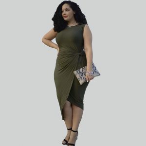 PLUS SIZE RUCHED ASYMMETRICAL DRESS     *SALE*