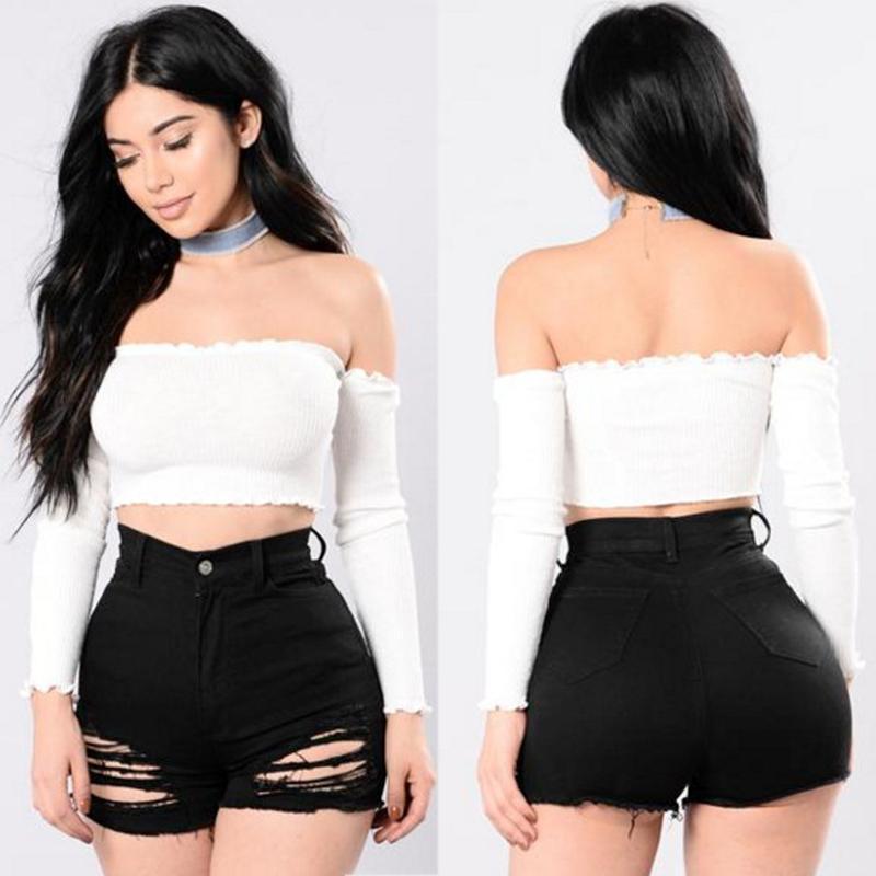 black ripped high waisted shorts