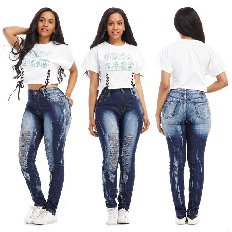 plus size high waisted distressed jeans