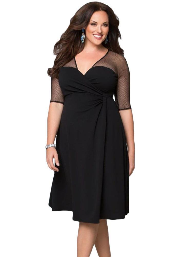 plus size black fit and flare dress
