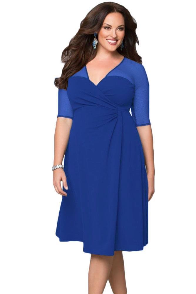 royal blue fit and flare dress