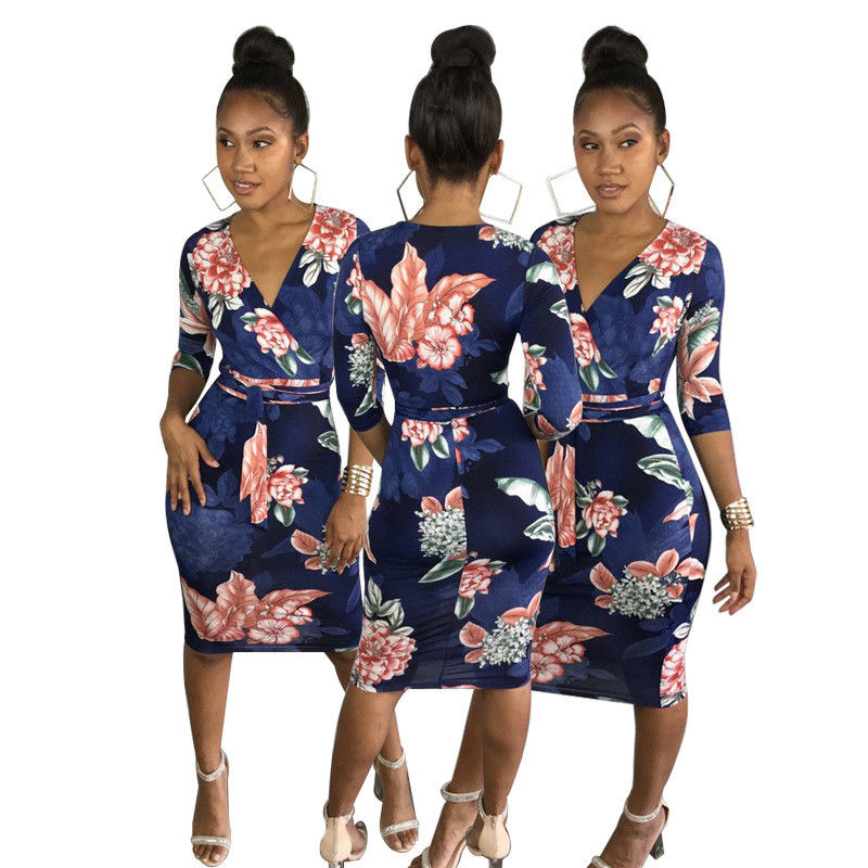 multi print wrap dress