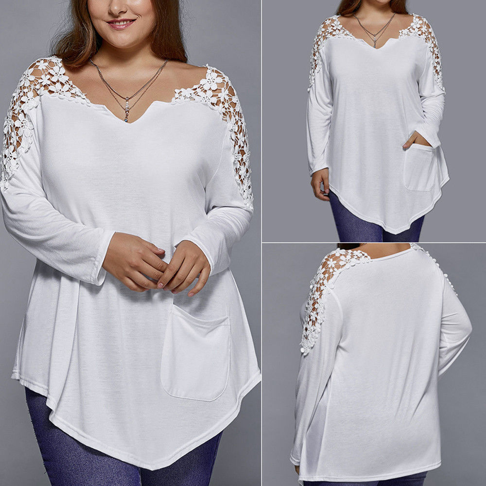 plus size lace sleeve top