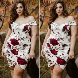 PLUS SIZE OFF SHOULDER ASYMMETRICAL DRESS