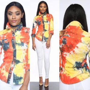 LONG SLEEVE TIE DYE BLOUSE TOP
