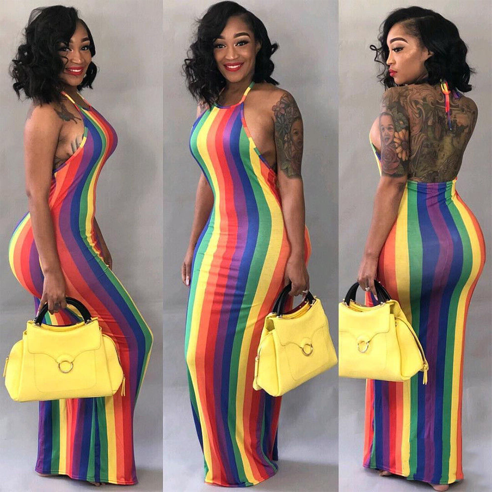 Multi-Color Striped Backout Dress