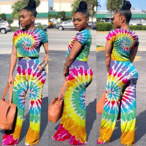 2PC MULTI PRINT TIE DYE PANT SET * PLUS SIZE AVAILABLE *