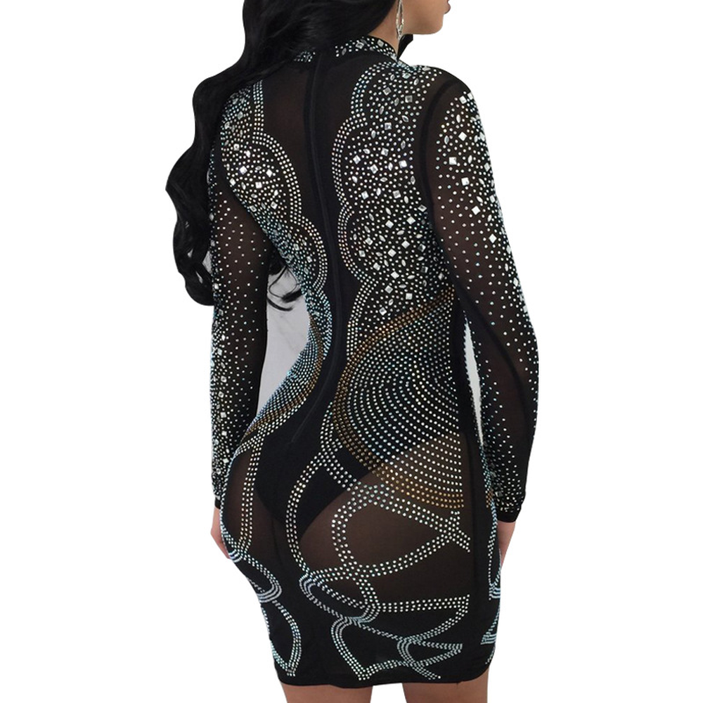 Sheer Rhinestone Dress Fashion Dresses 