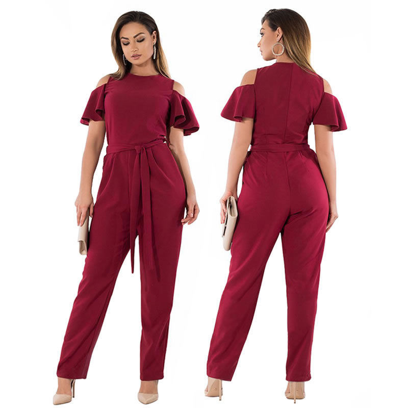 plus size maroon jumpsuit