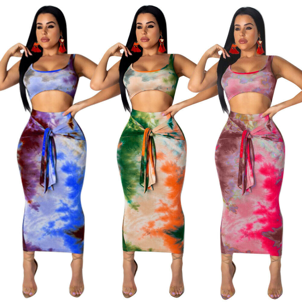 plus size tie dye skirt set