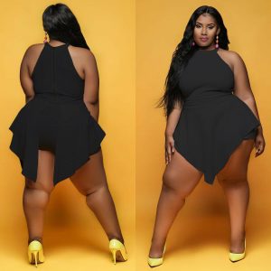PLUS SIZE SLEEVELESS ROMPER DRESS