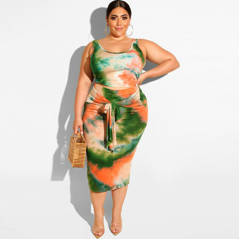 plus size tie dye skirt set