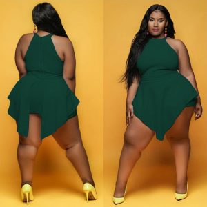 PLUS SIZE SLEEVELESS ROMPER DRESS