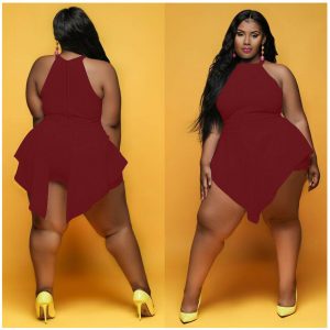PLUS SIZE SLEEVELESS ROMPER DRESS