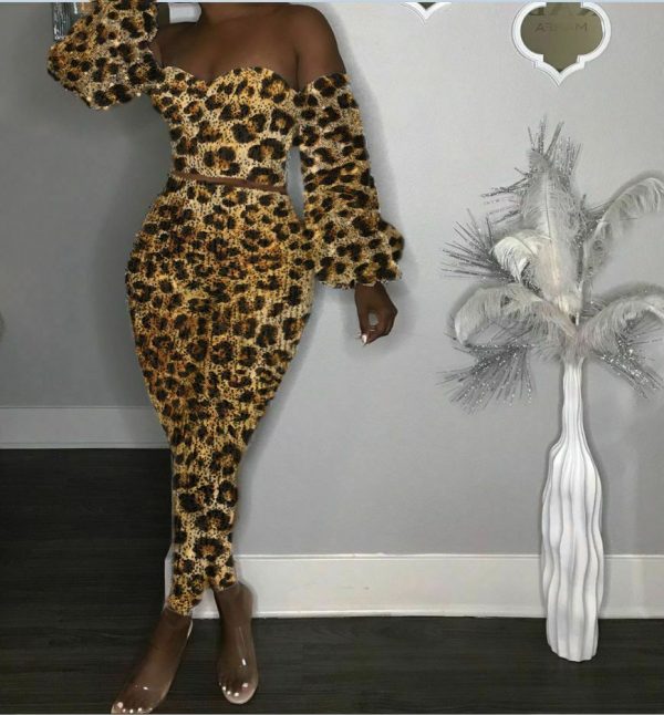 leopard print a line pants