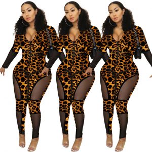SHEER MESH LEOPARD PRINT JUMPSUIT  *PLUS SIZE AVAILABLE*