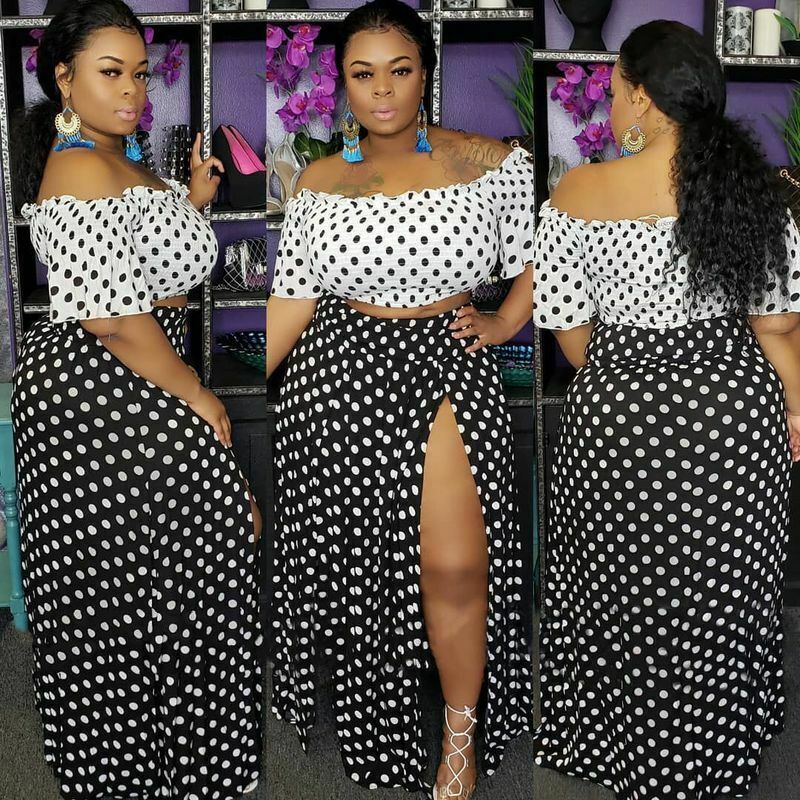 black and white polka dot skirt plus size