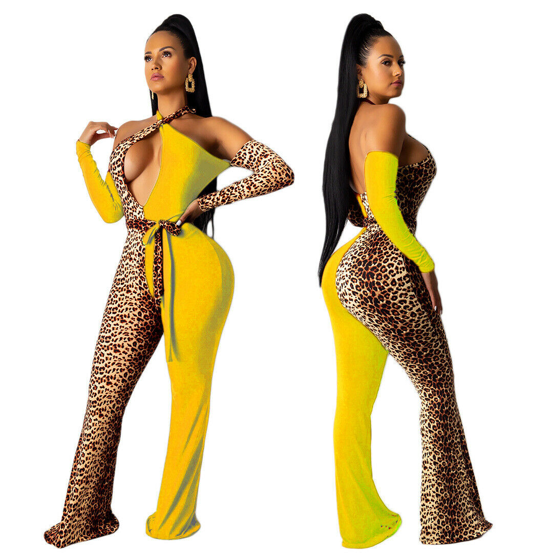 yellow leopard jumpsuit