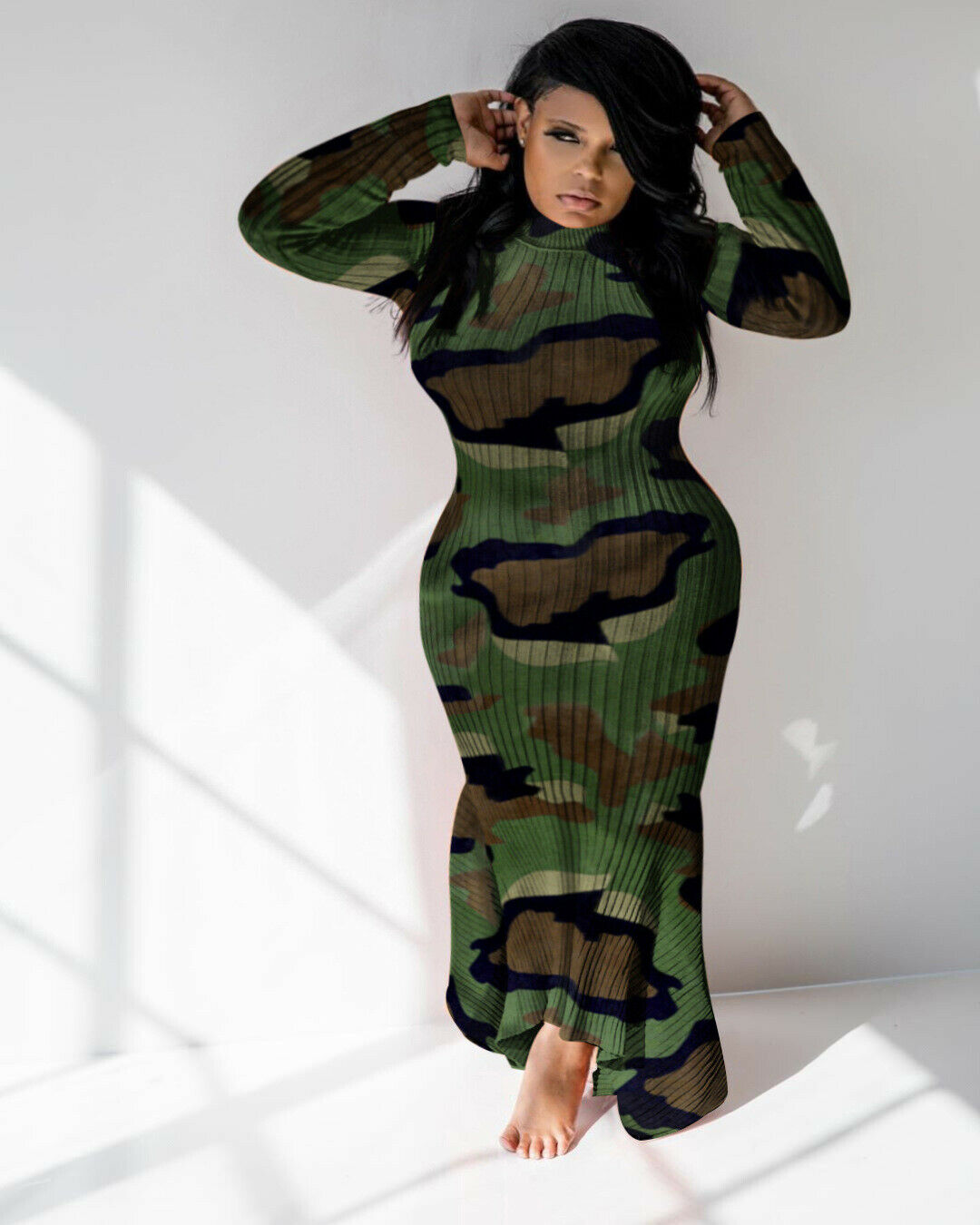 camouflage sweater dress