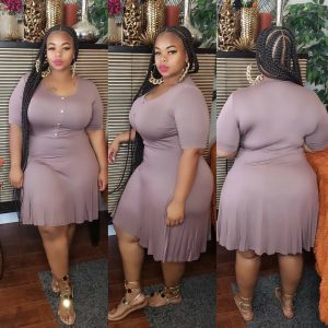 PLUS SIZE PLEATED SKATER DRESS