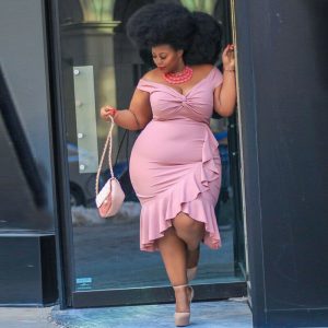 PLUS SIZE OFF SHOULDER ASYMMETRICAL RUFFLE DRESS