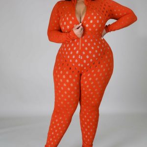 PLUS SIZE ZIPPED HOLLOW OUT FITTED JUMPSUIT                 *PLUS AVAILABLE*