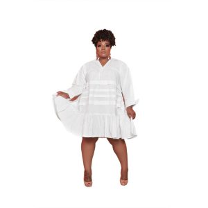 PLUS SIZE BABY DOLL RUFFLE SKATER DRESS