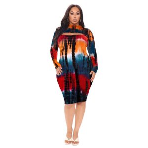 PLUS SIZE TIE DYE SLIT TOP MIDI DRESS
